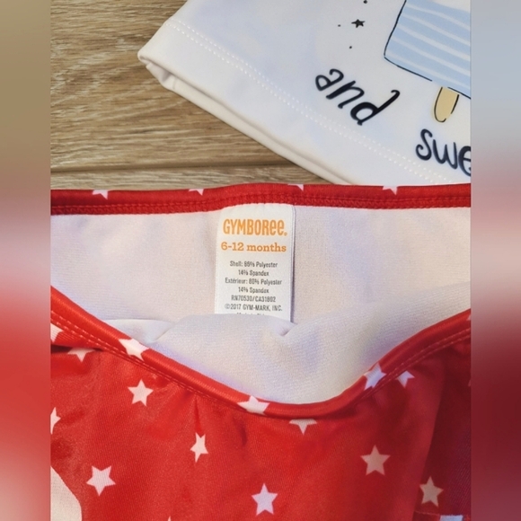 🇺🇲Gymboree baby's red, white & blue rashguard swim set Size 6-12M - Picture 5 of 5